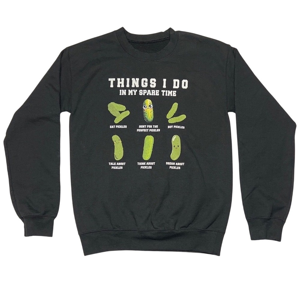 Funny Pickle Graphic Sweatshirt Black Novelty Pullover Unisex Humor‎